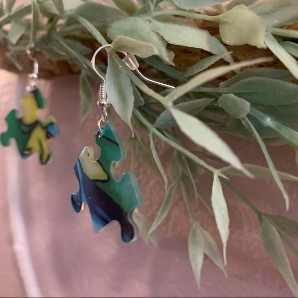 Handmade puzzle earrings - Picture 5 of 9